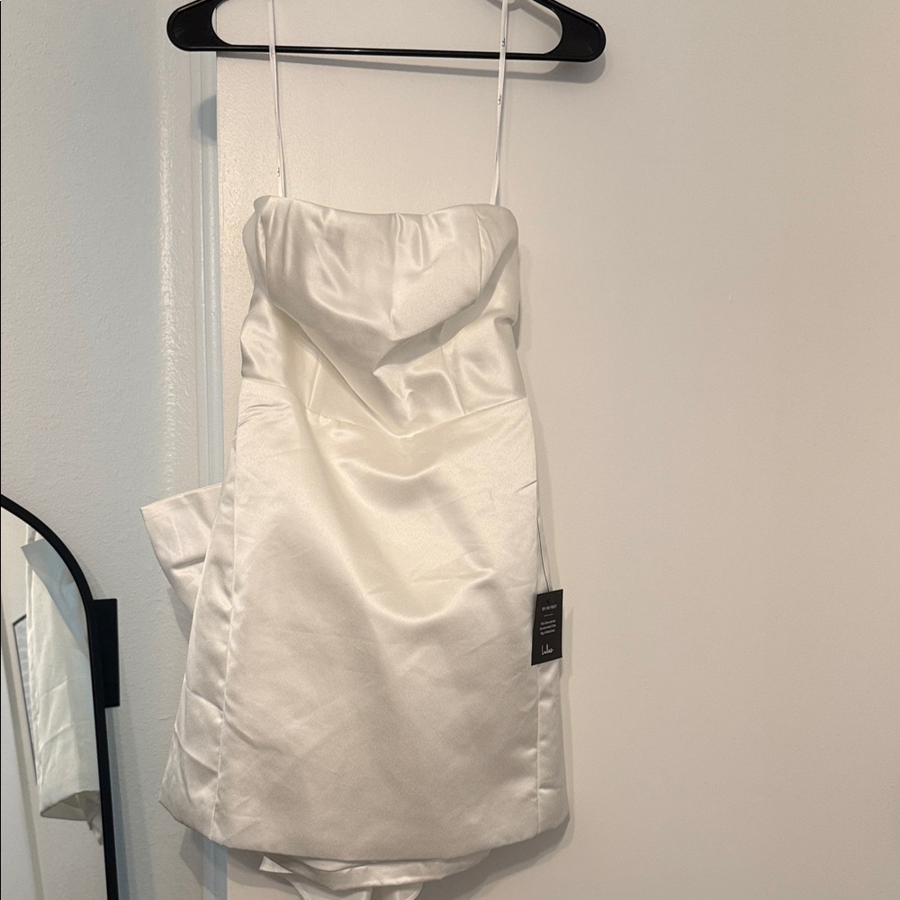 Lulu's White Satin Cowl Neck Mini Dress